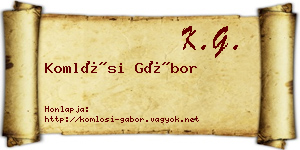Komlósi Gábor névjegykártya